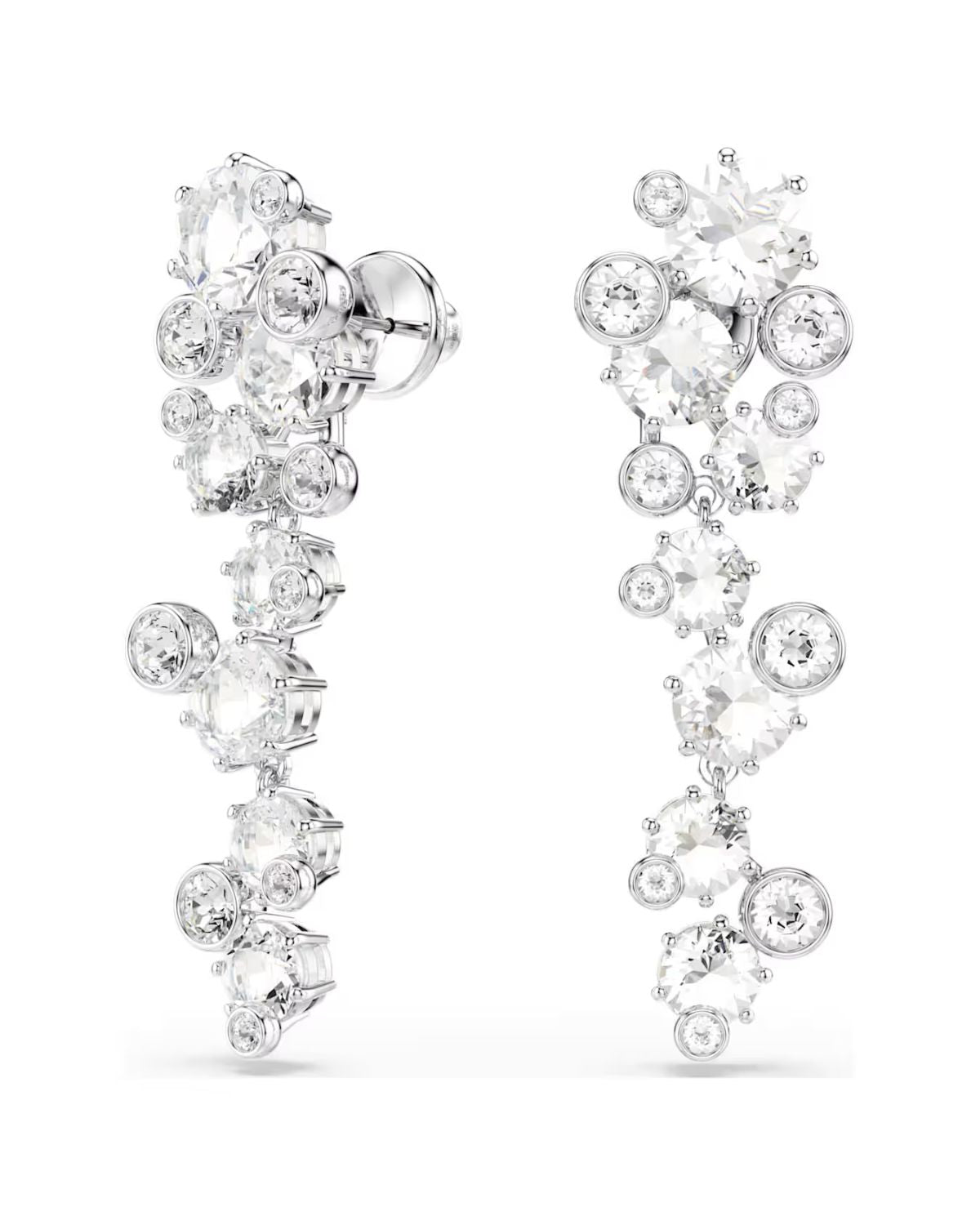 Constella drop earrings Mixed cuts, White, Rhodium plated 5732252