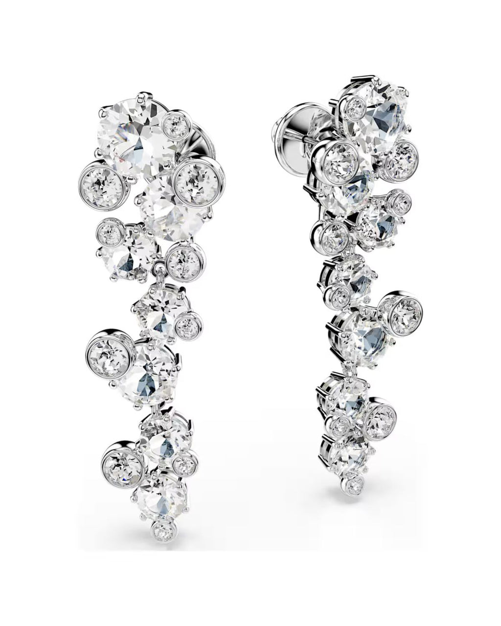 Constella drop earrings Mixed cuts, White, Rhodium plated 5732252