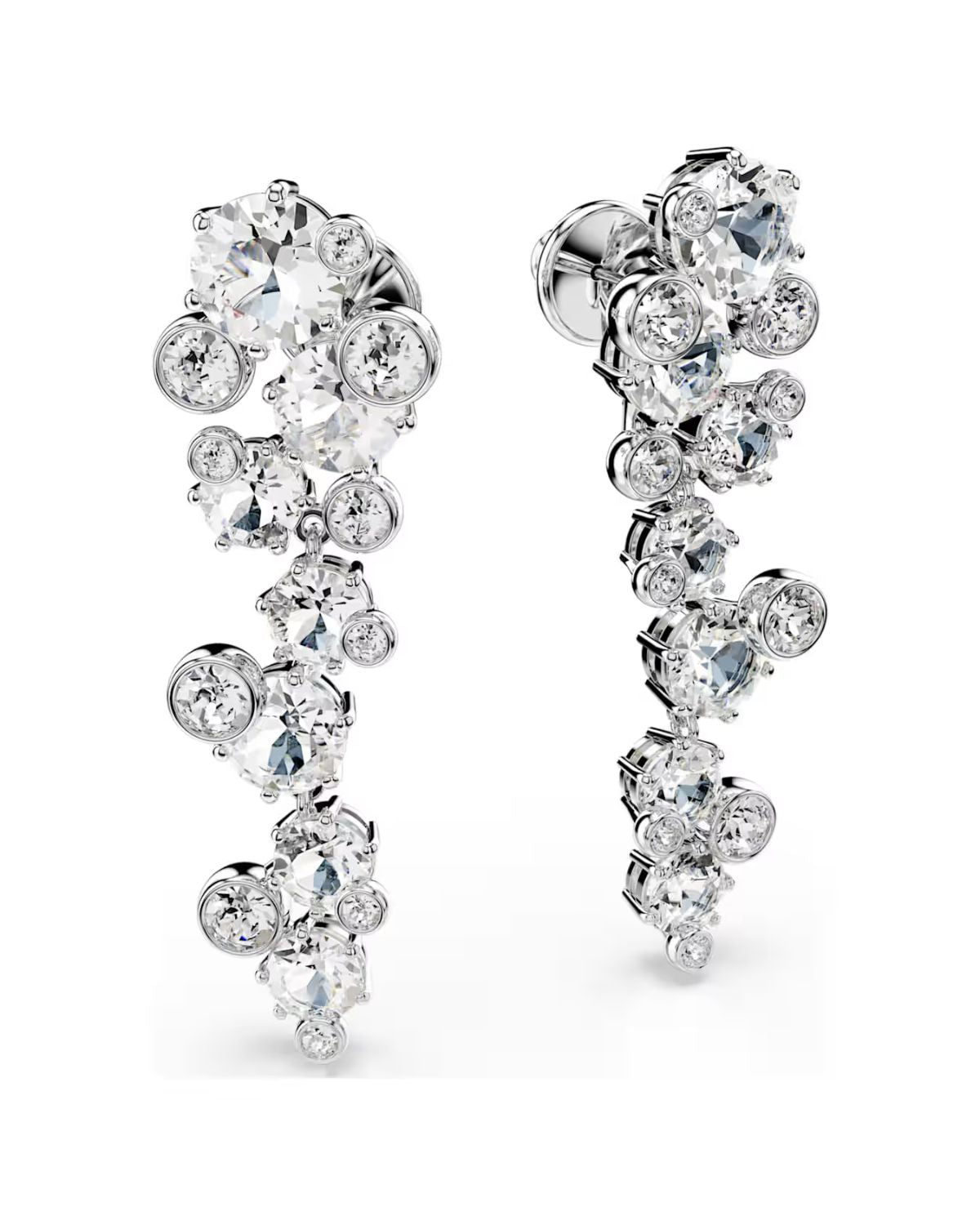 Constella drop earrings Mixed cuts, White, Rhodium plated 5732252