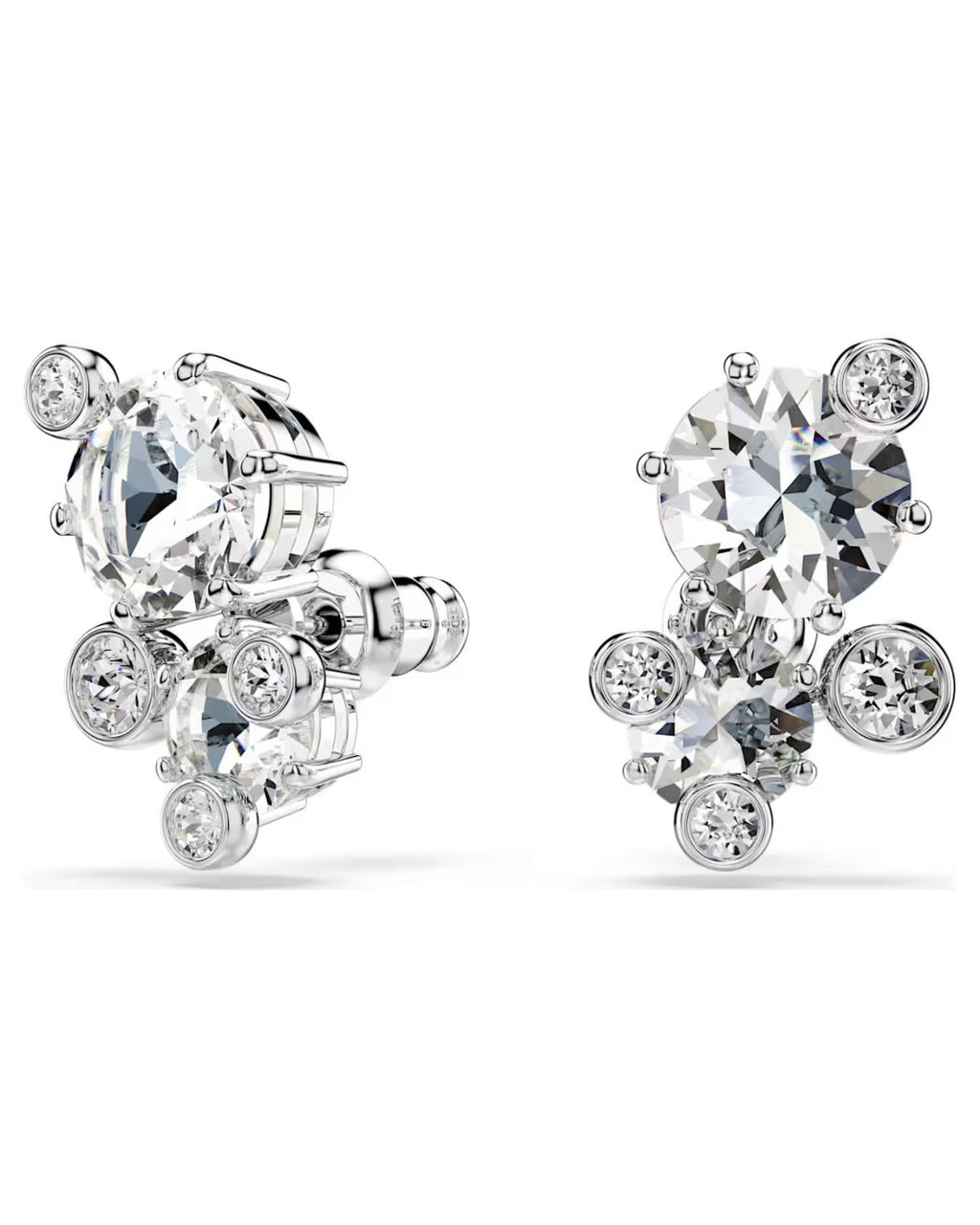 Constella stud earrings Round cut, White, Rhodium plated 5732253