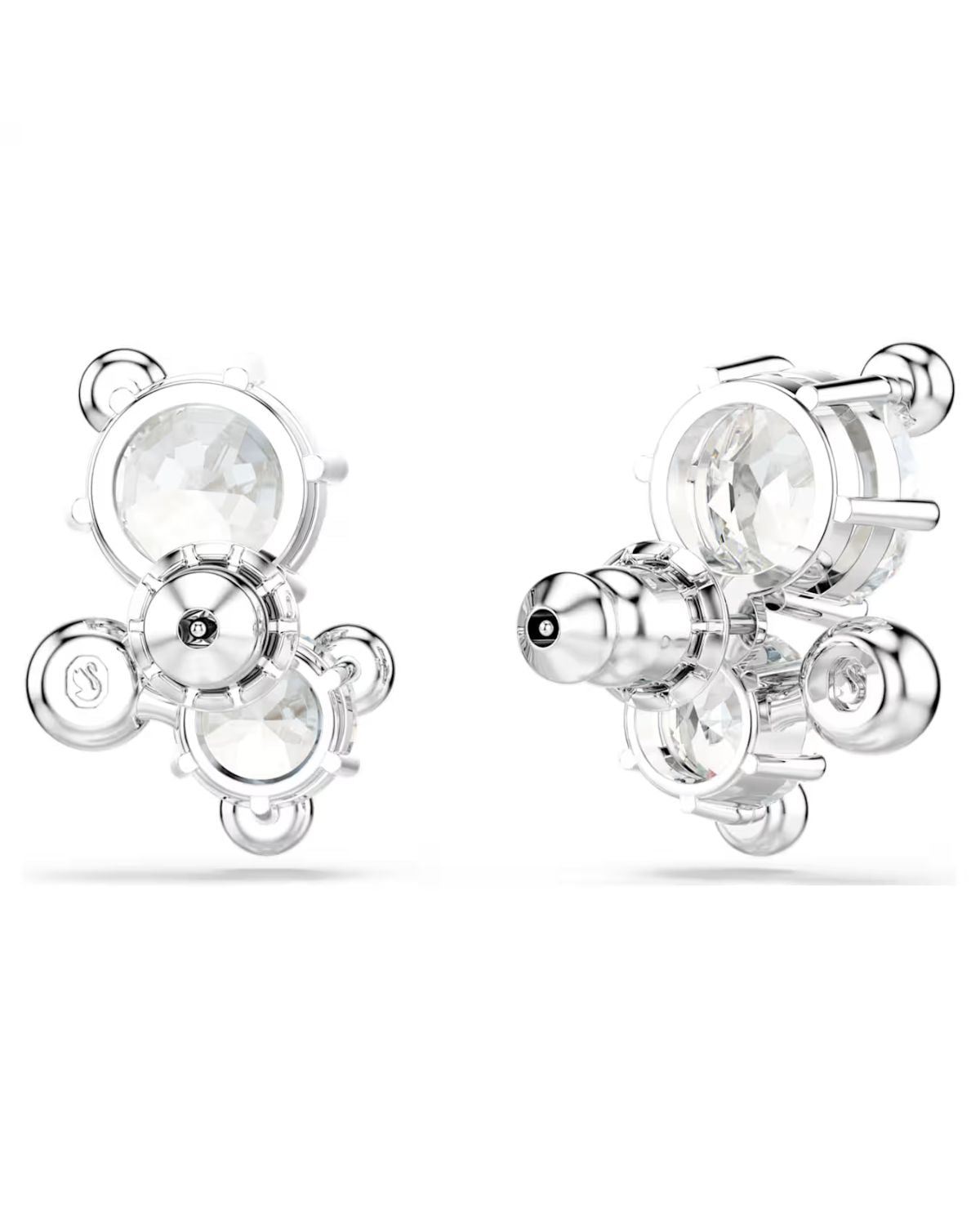 Constella stud earrings Round cut, White, Rhodium plated 5732253