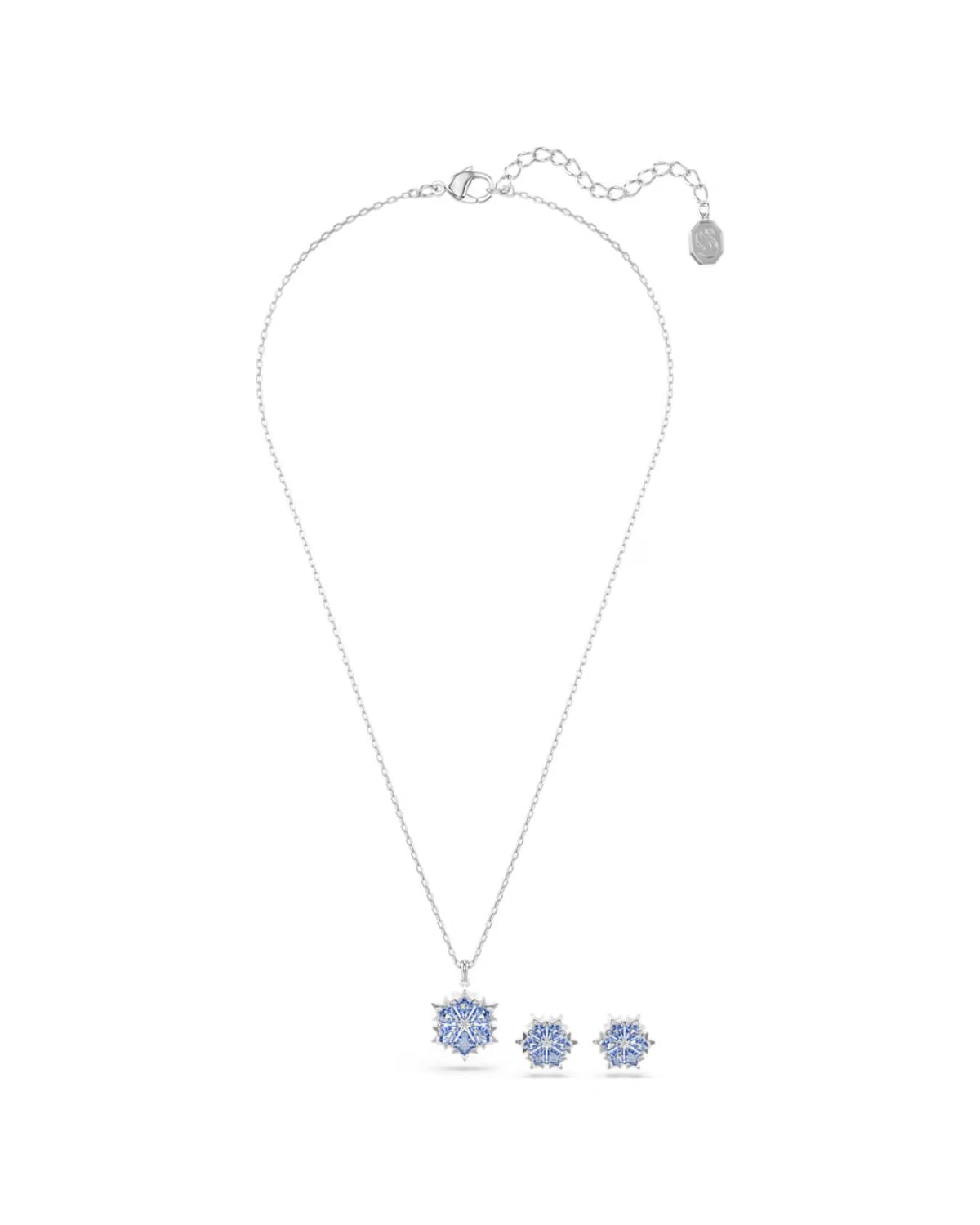Magic set Snowflake, Blue, Rhodium plated 5734243