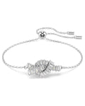 Matrix bracelet Baguette cut, Knot, White, Rhodium plated M 5731101