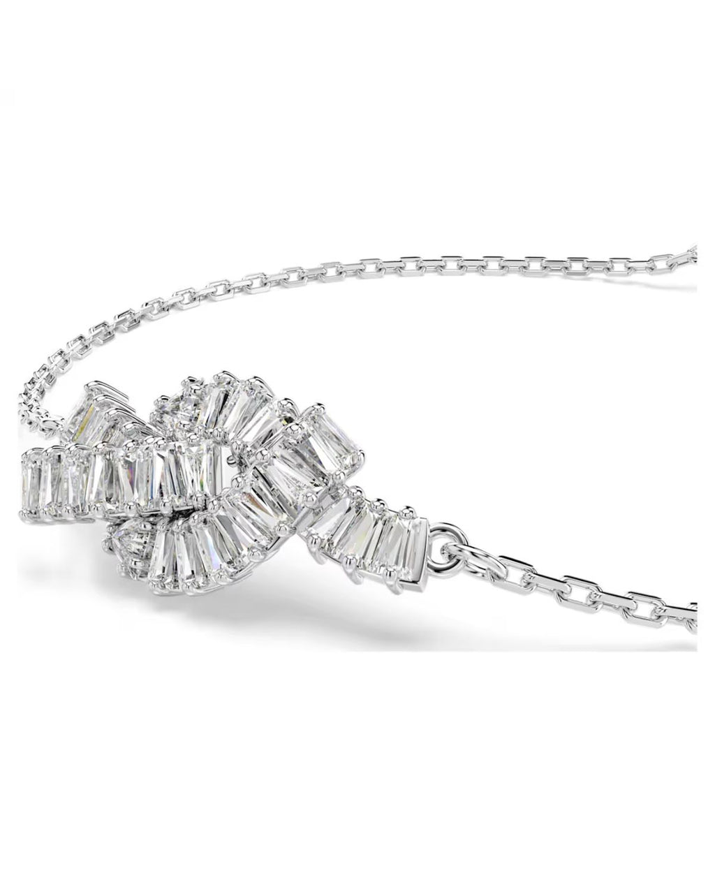 Matrix bracelet Baguette cut, Knot, White, Rhodium plated M 5731101