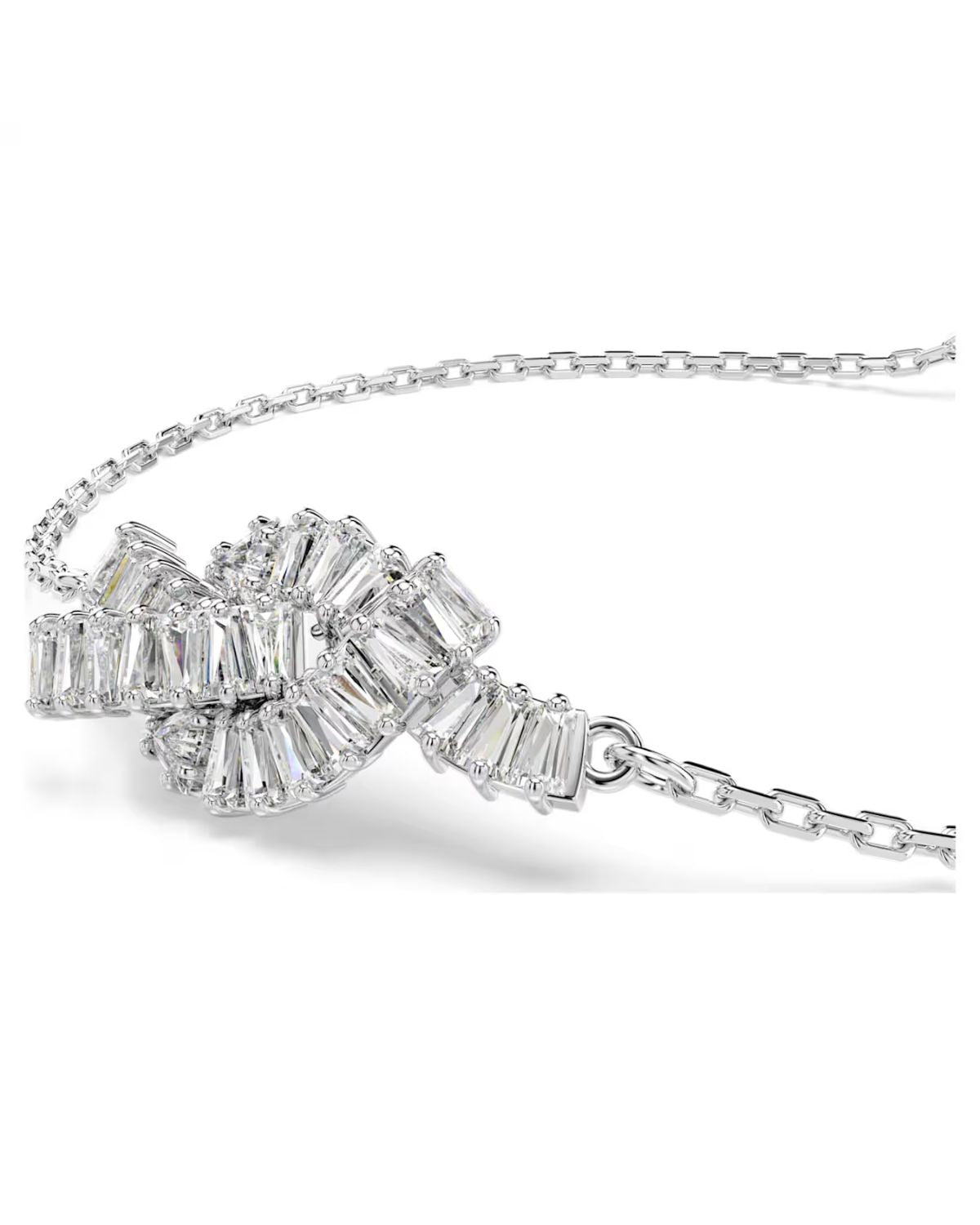 Matrix bracelet Baguette cut, Knot, White, Rhodium plated M 5731101