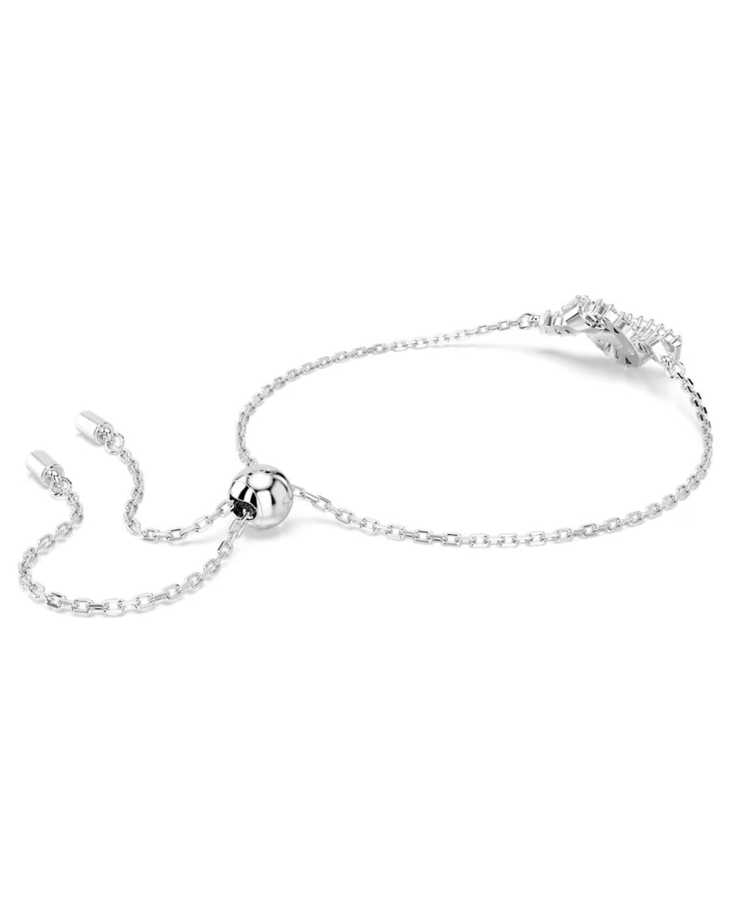 Matrix bracelet Baguette cut, Knot, White, Rhodium plated M 5731101