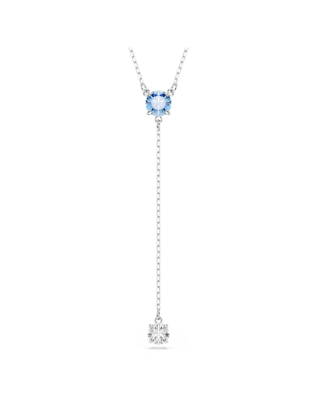 Stilla Attract Y necklace Round cut, Blue, Rhodium plated 5734249