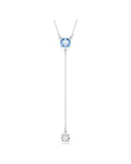 Stilla Attract Y necklace Round cut, Blue, Rhodium plated 5734249