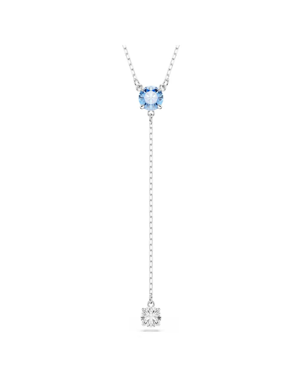 Stilla Attract Y necklace Round cut, Blue, Rhodium plated 5734249