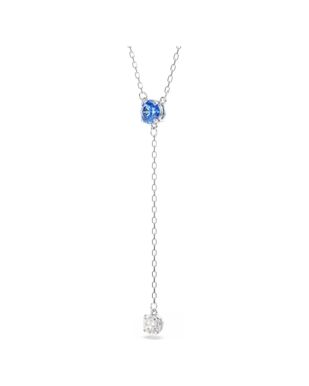 Stilla Attract Y necklace Round cut, Blue, Rhodium plated 5734249
