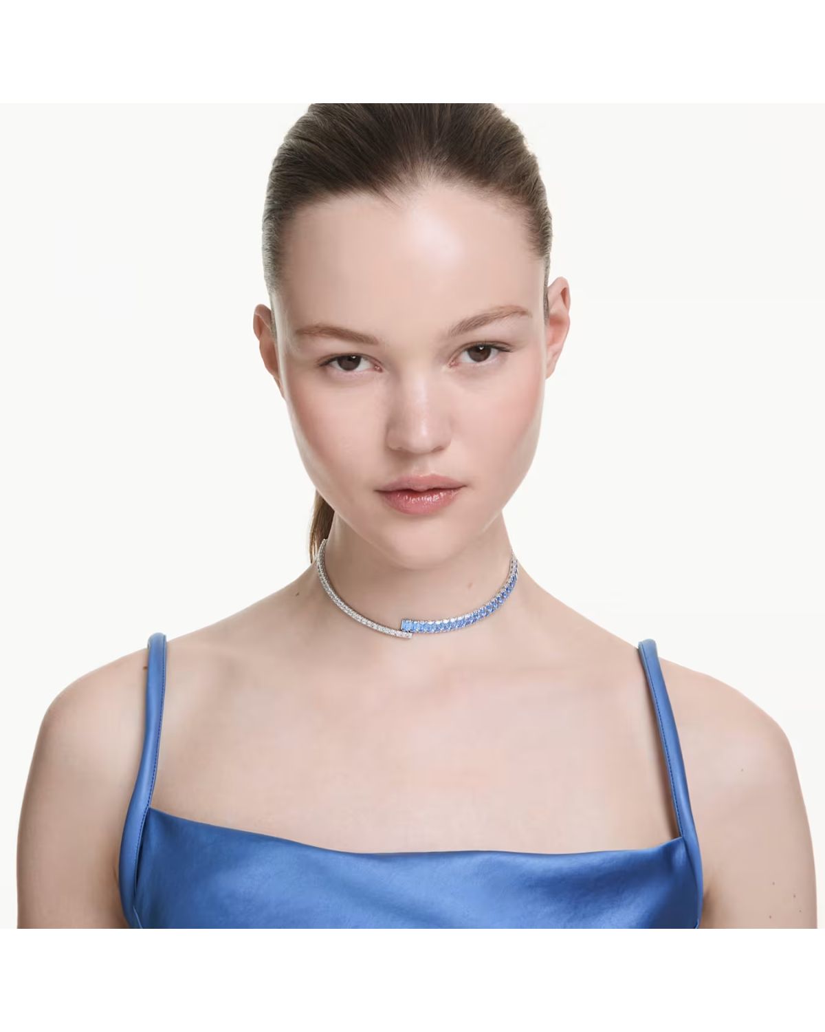 Matrix choker Mixed cuts, Blue, Rhodium plated 5722464