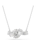 Matrix pendant Baguette cut, Knot, White, Rhodium plated 5728553