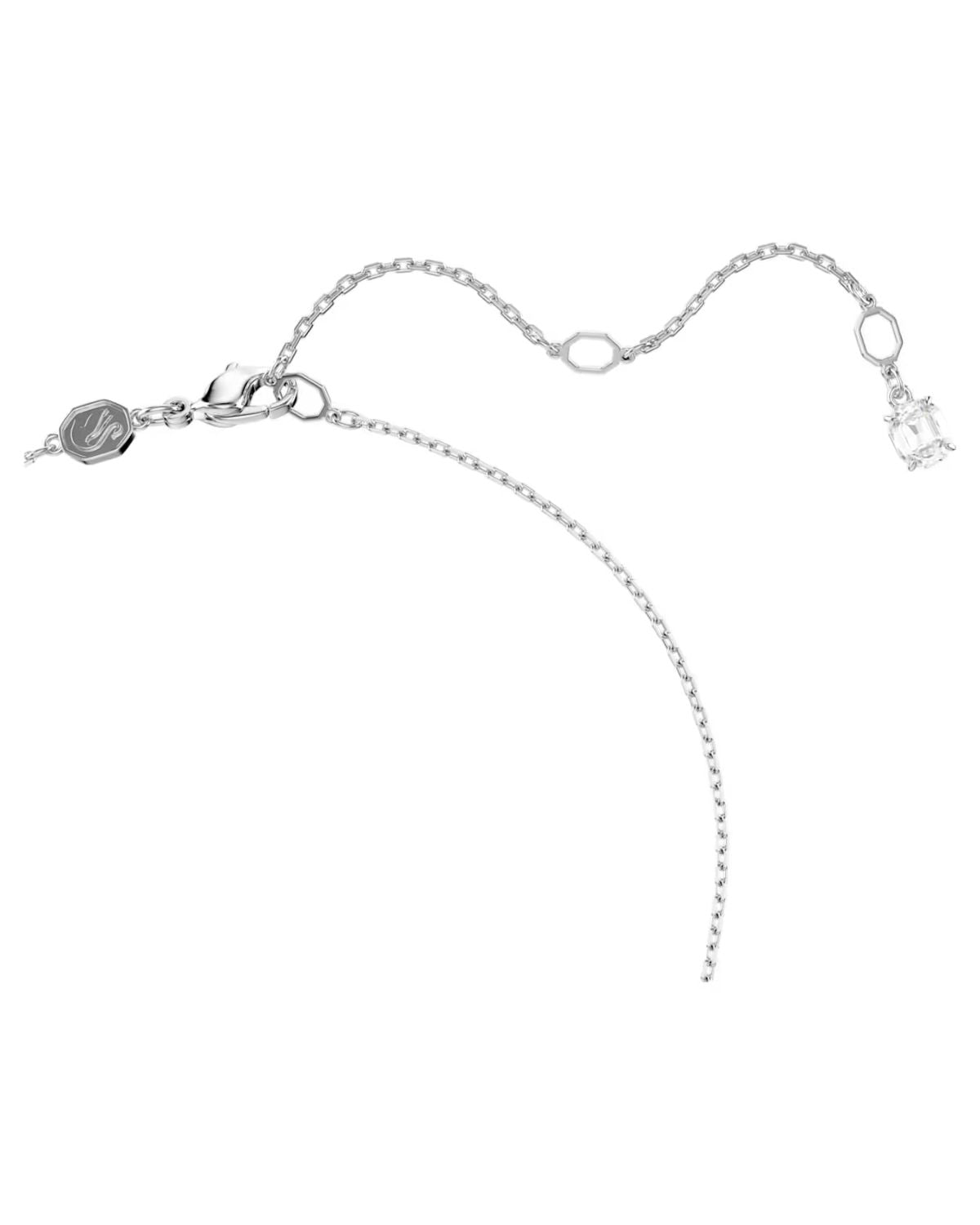 Matrix pendant Baguette cut, Knot, White, Rhodium plated 5728553
