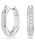 Dextera hoop earrings Octagon shape, Round cut, Small, White, Rhodium plated 5724585