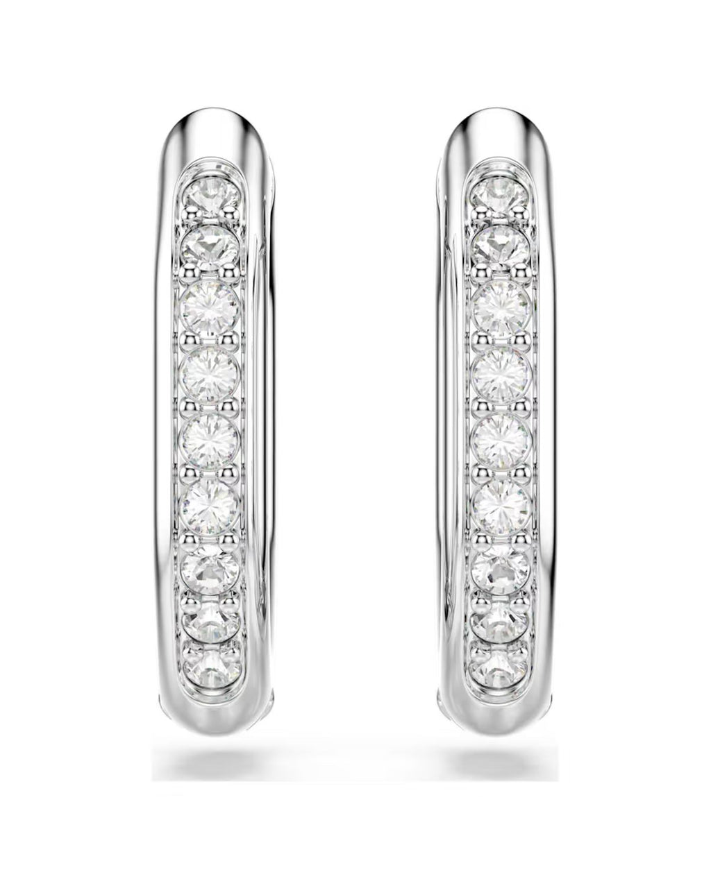 Dextera hoop earrings Octagon shape, Round cut, Small, White, Rhodium plated 5724585