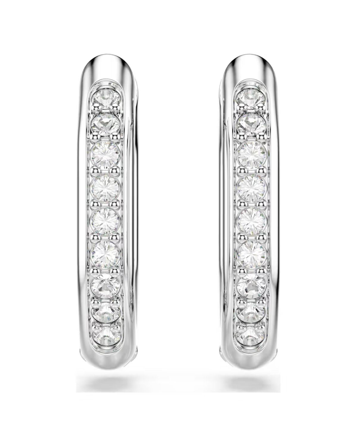 Dextera hoop earrings Octagon shape, Round cut, Small, White, Rhodium plated 5724585
