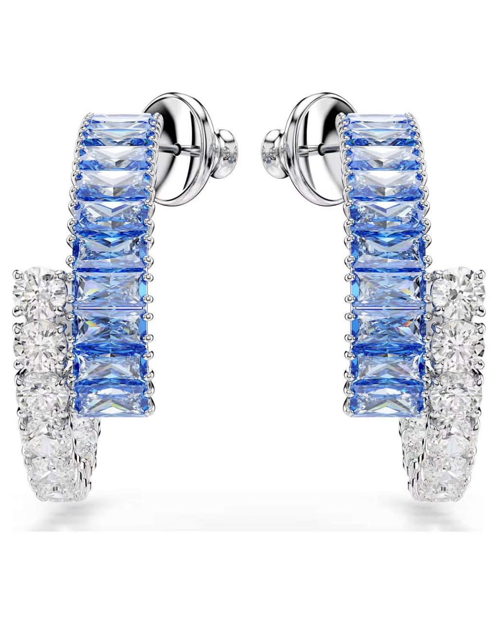 Matrix hoop earrings Mixed cuts, Blue, Rhodium plated 5722459
