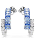 Matrix hoop earrings Mixed cuts, Blue, Rhodium plated 5722459