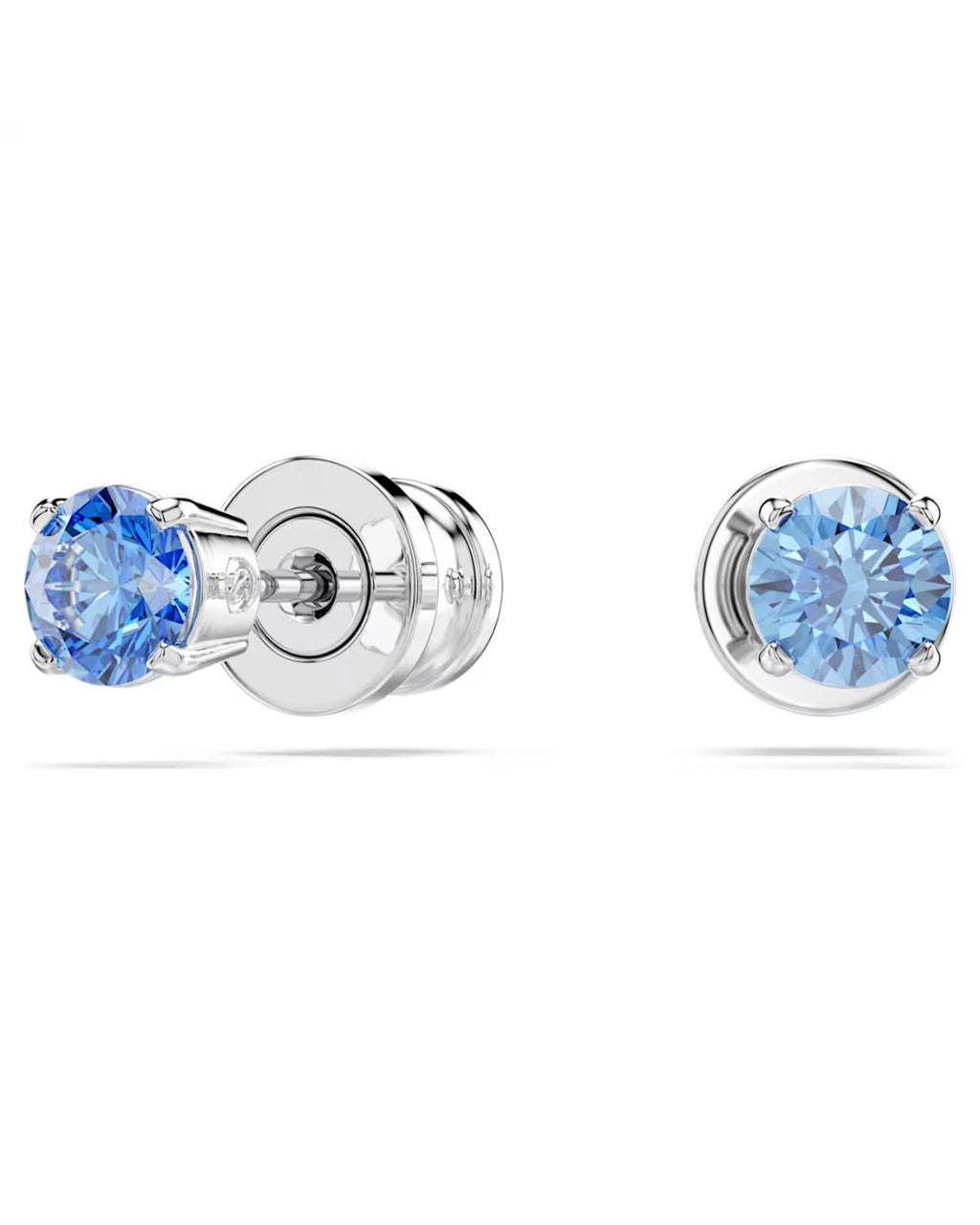 Stilla Attract stud earrings Round cut, Blue, Rhodium plated 5734250