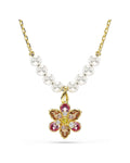 Idyllia pendant Crystal pearl, Mixed cuts, Flower, Multicoloured, 18k gold finish 5723140