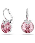 Bella V drop earrings Round cut, Pink, Rhodium plated 5734235