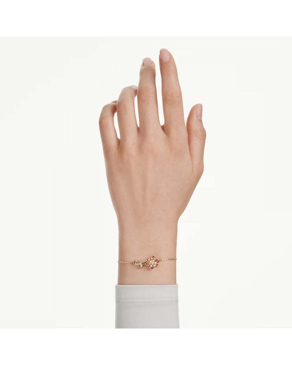 Idyllia bracelet Mixed cuts, Flower, Multicoloured, 18k gold finish 5732423