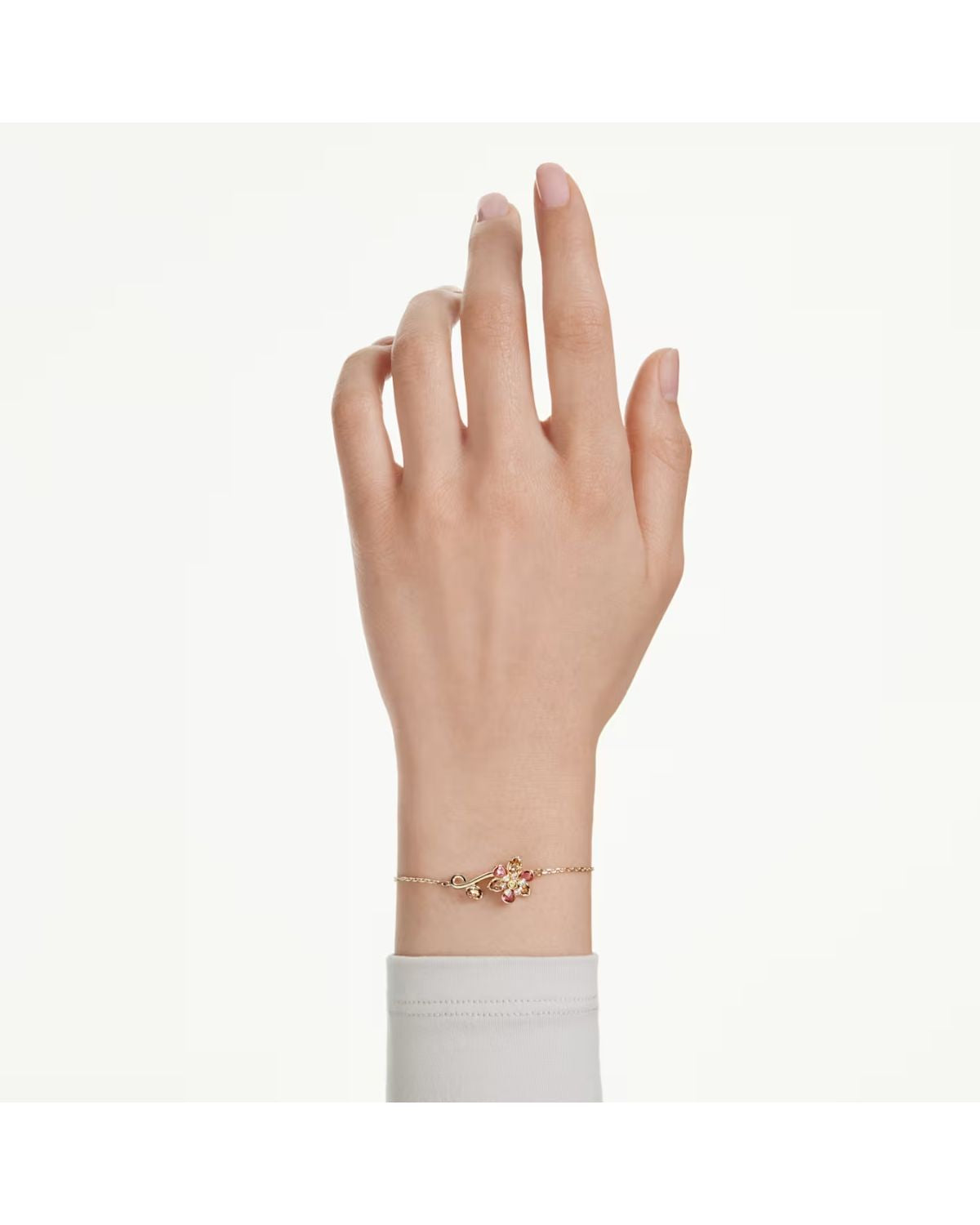 Idyllia bracelet Mixed cuts, Flower, Multicoloured, 18k gold finish 5732423