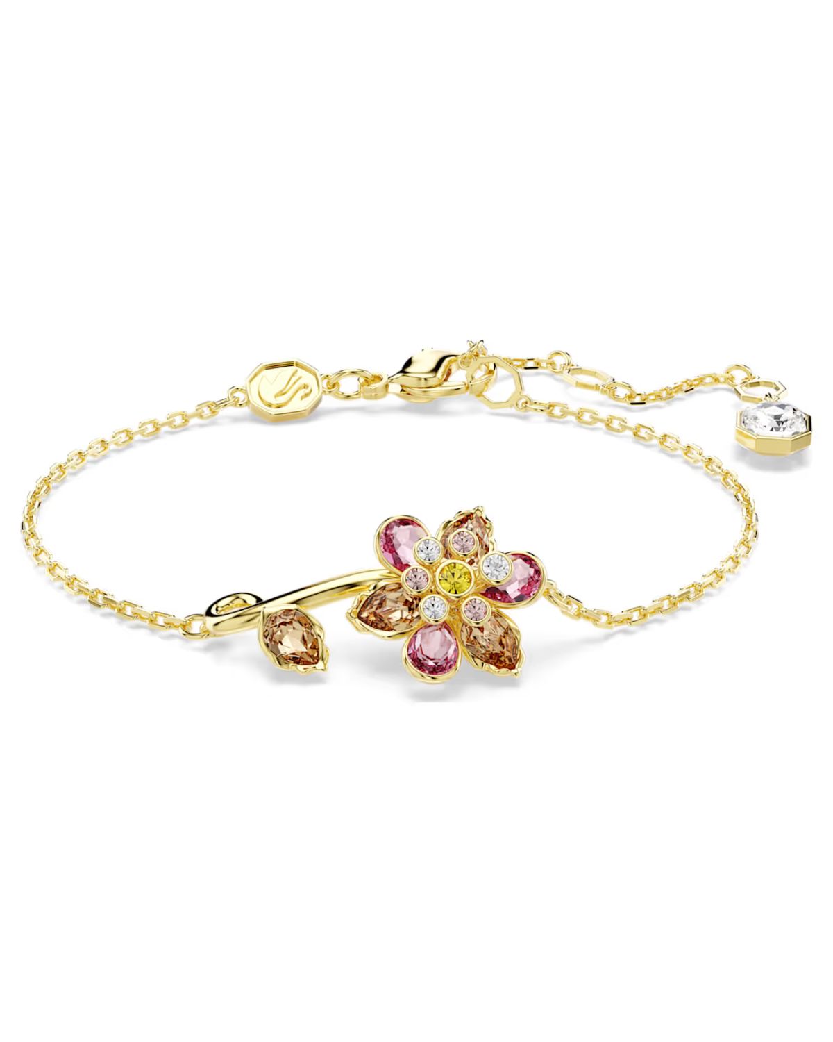 Idyllia bracelet Mixed cuts, Flower, Multicoloured, 18k gold finish 5732423