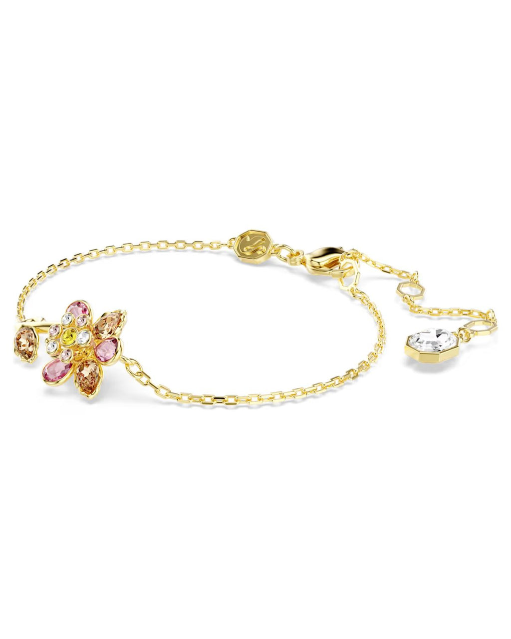 Idyllia bracelet Mixed cuts, Flower, Multicoloured, 18k gold finish 5732423