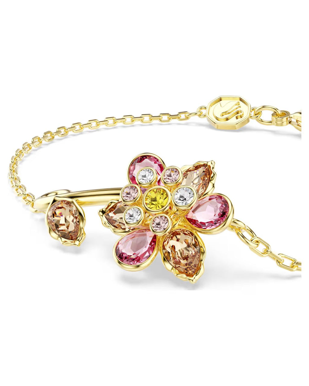 Idyllia bracelet Mixed cuts, Flower, Multicoloured, 18k gold finish 5732423