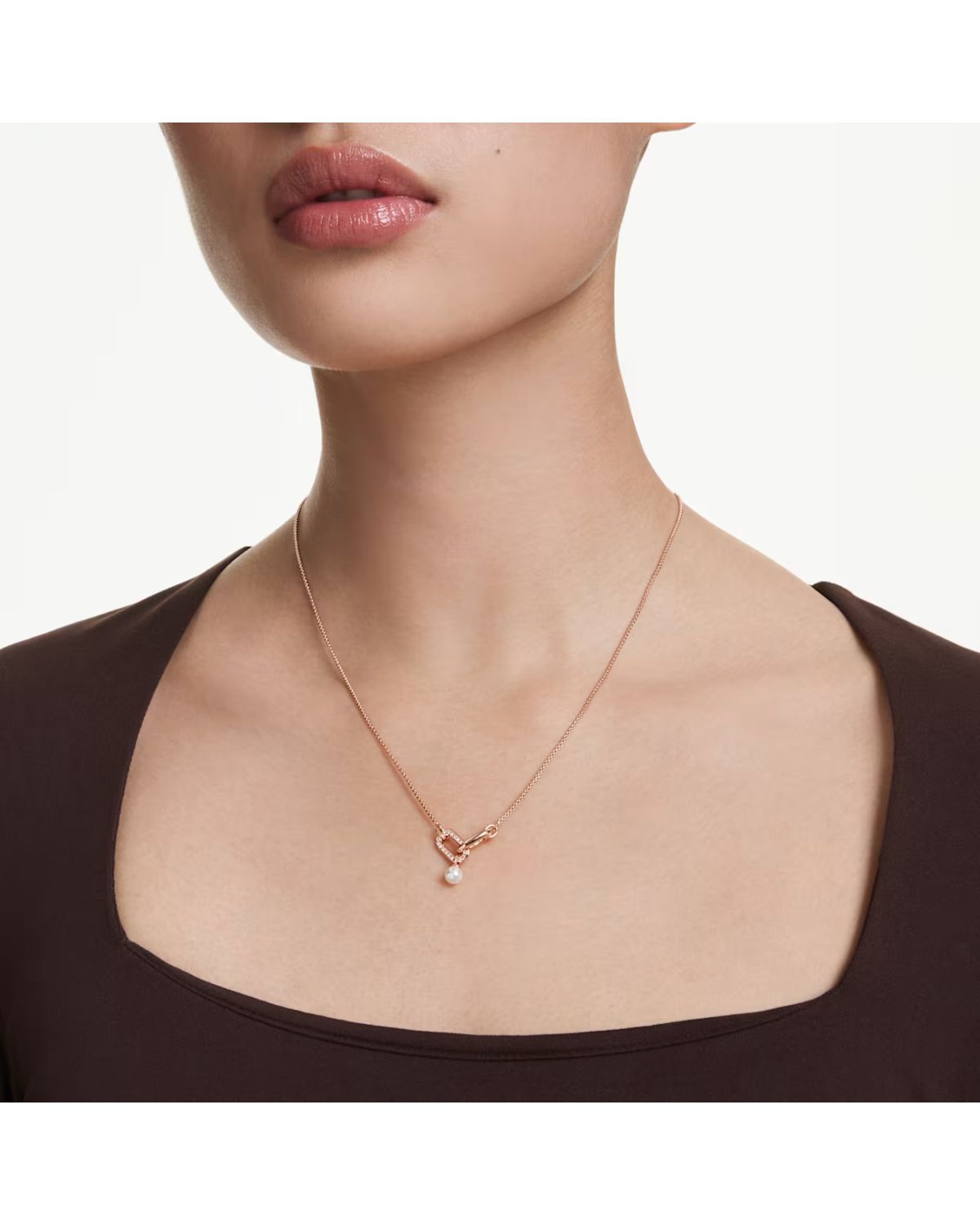 Constella pendant Crystal pearl, Round cut, White, 18k rose gold finish 5728589