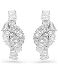 Matrix earrings Baguette cut, Knot, White, Rhodium plated 5727040