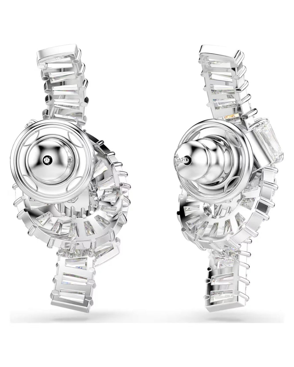 Matrix earrings Baguette cut, Knot, White, Rhodium plated 5727040
