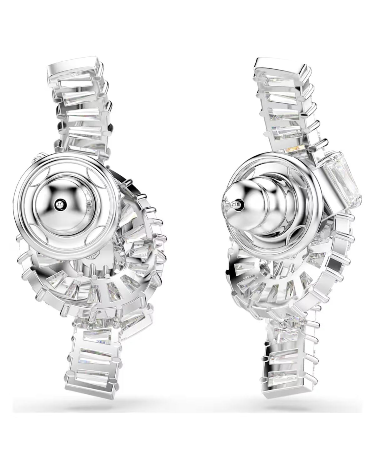 Matrix earrings Baguette cut, Knot, White, Rhodium plated 5727040
