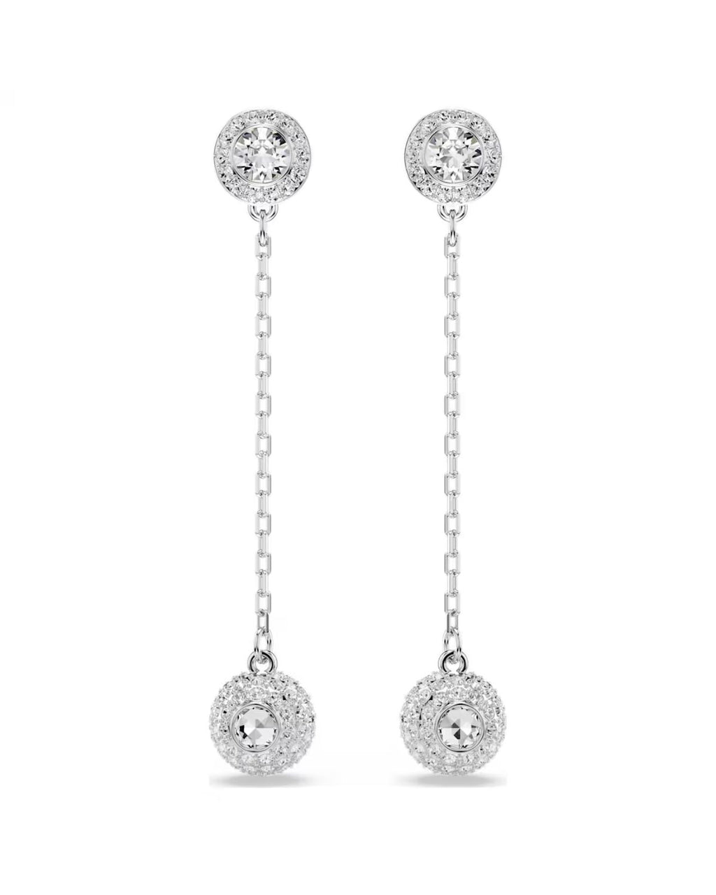 Una Angelic drop earrings Round cut, White, Rhodium plated 5732273