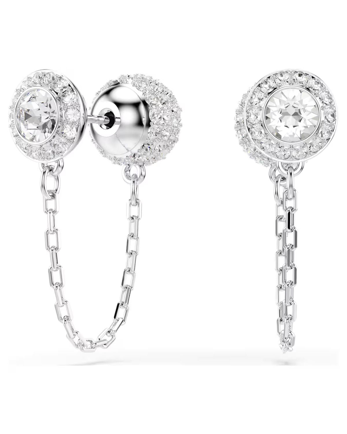 Una Angelic drop earrings Round cut, White, Rhodium plated 5732273