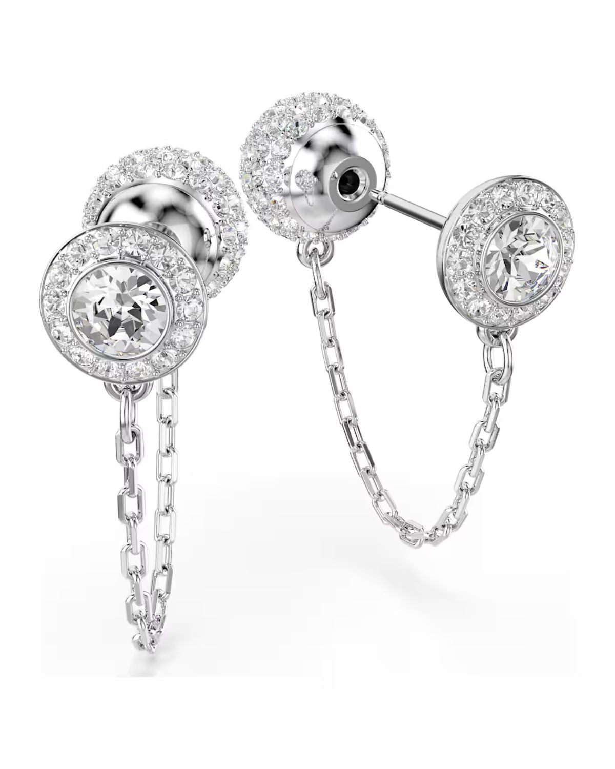 Una Angelic drop earrings Round cut, White, Rhodium plated 5732273