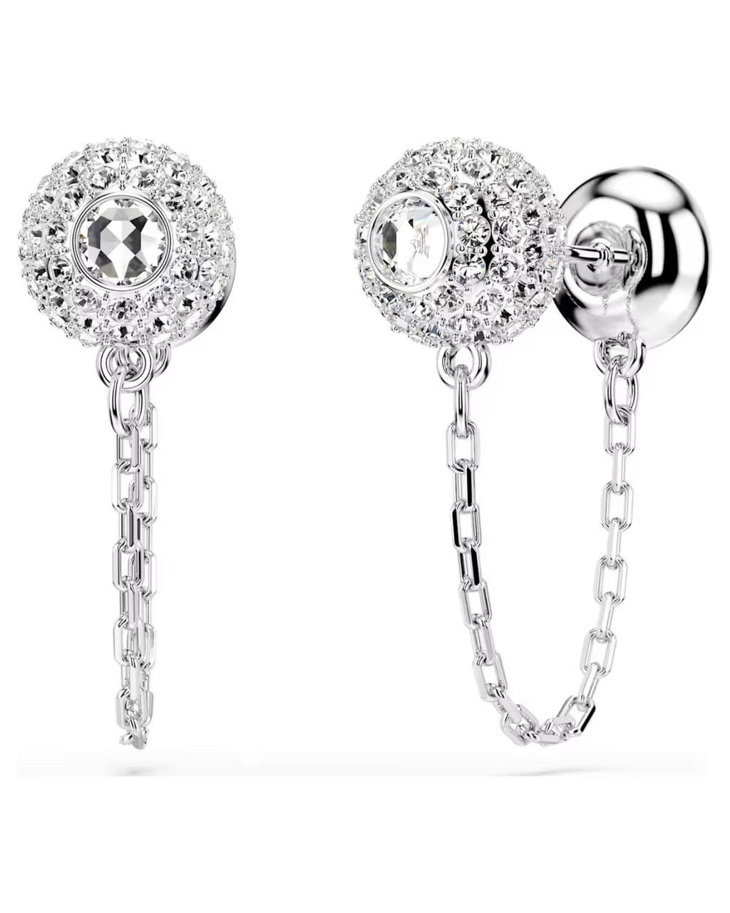 Una Angelic drop earrings Round cut, White, Rhodium plated 5732273