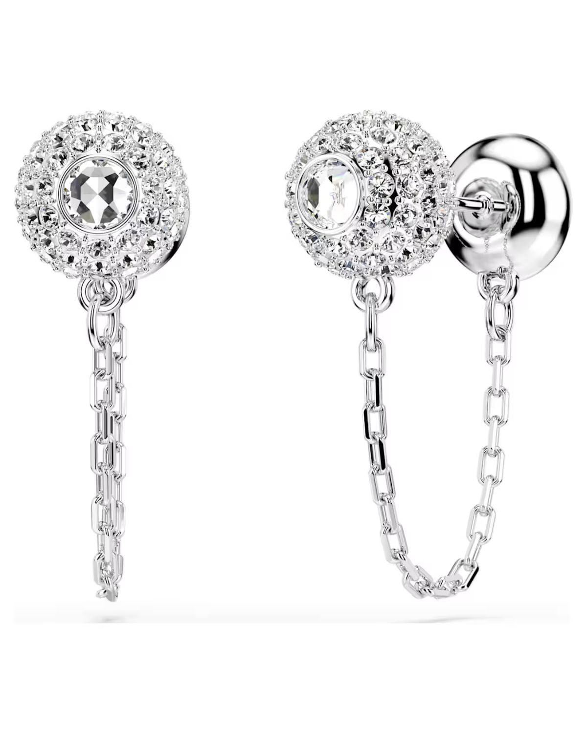 Una Angelic drop earrings Round cut, White, Rhodium plated 5732273