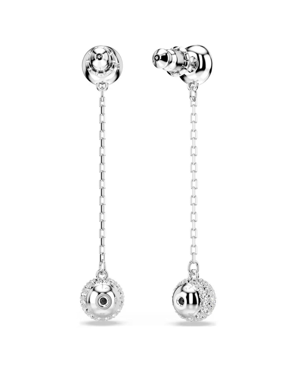 Una Angelic drop earrings Round cut, White, Rhodium plated 5732273