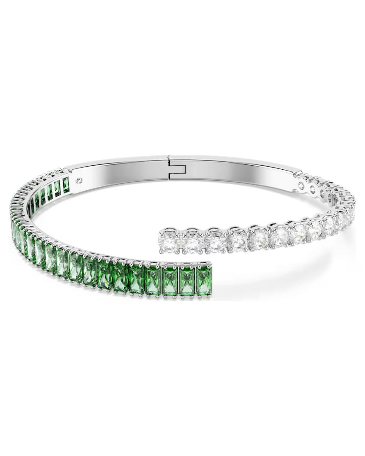 Matrix bangle Mixed cuts, Green, Rhodium plated M 5722461