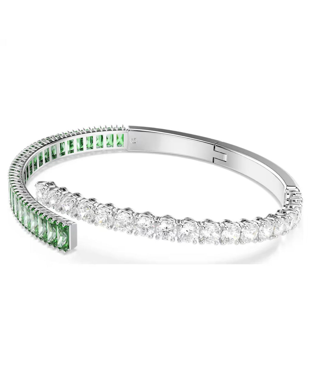 Matrix bangle Mixed cuts, Green, Rhodium plated M 5722461