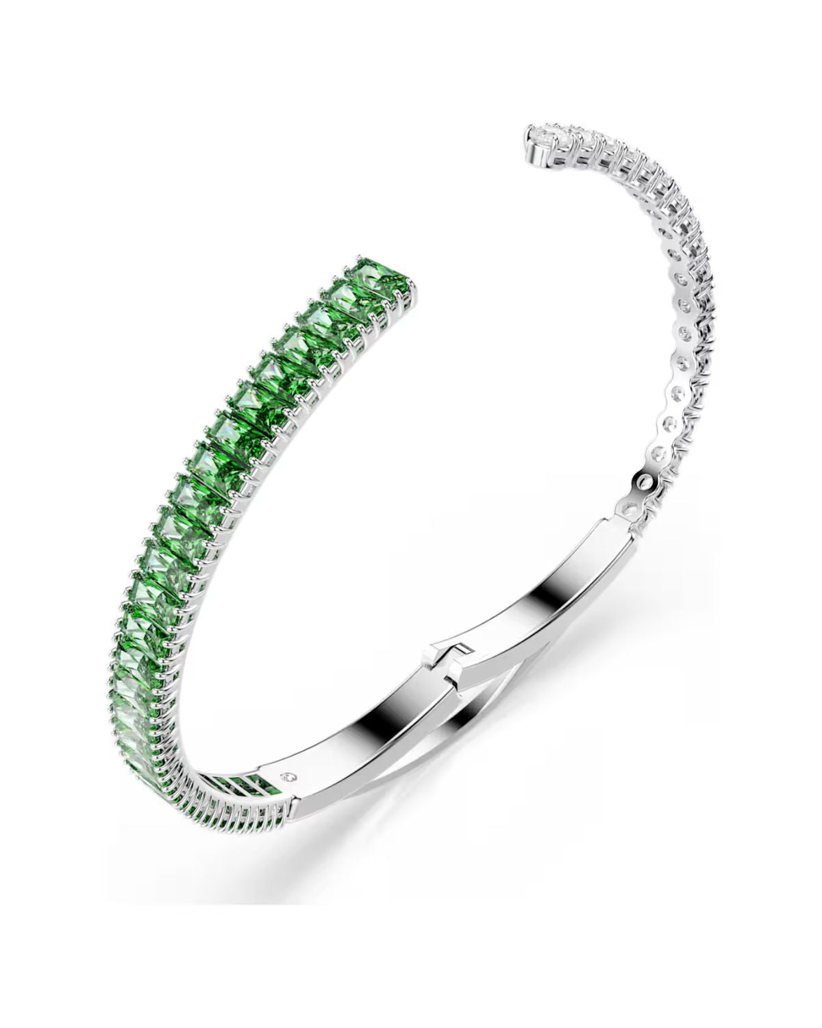 Matrix bangle Mixed cuts, Green, Rhodium plated M 5722461