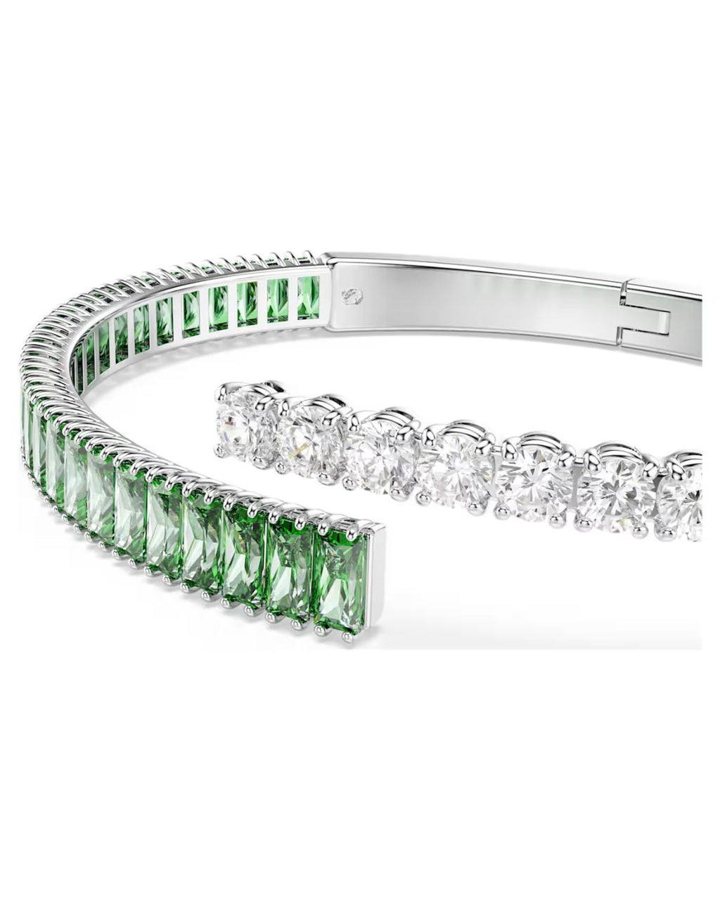 Matrix bangle Mixed cuts, Green, Rhodium plated M 5722461