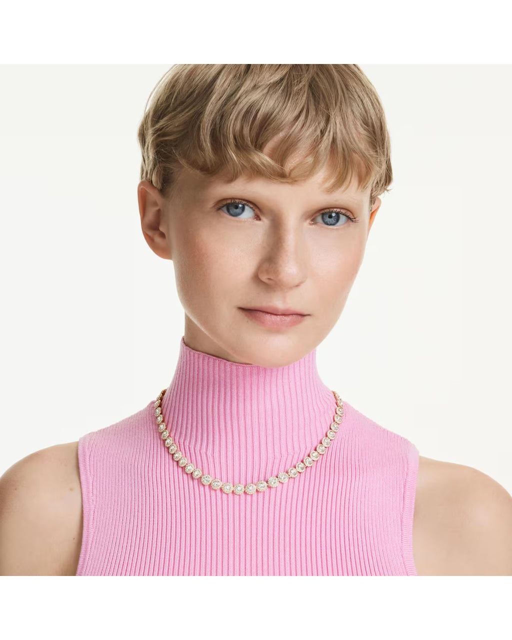 Una Angelic necklace Round cut, White, 18k gold finish 5720505