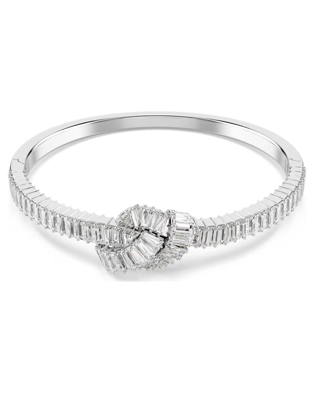 Matrix bangle Baguette cut, Knot, White, Rhodium plated M 5727120