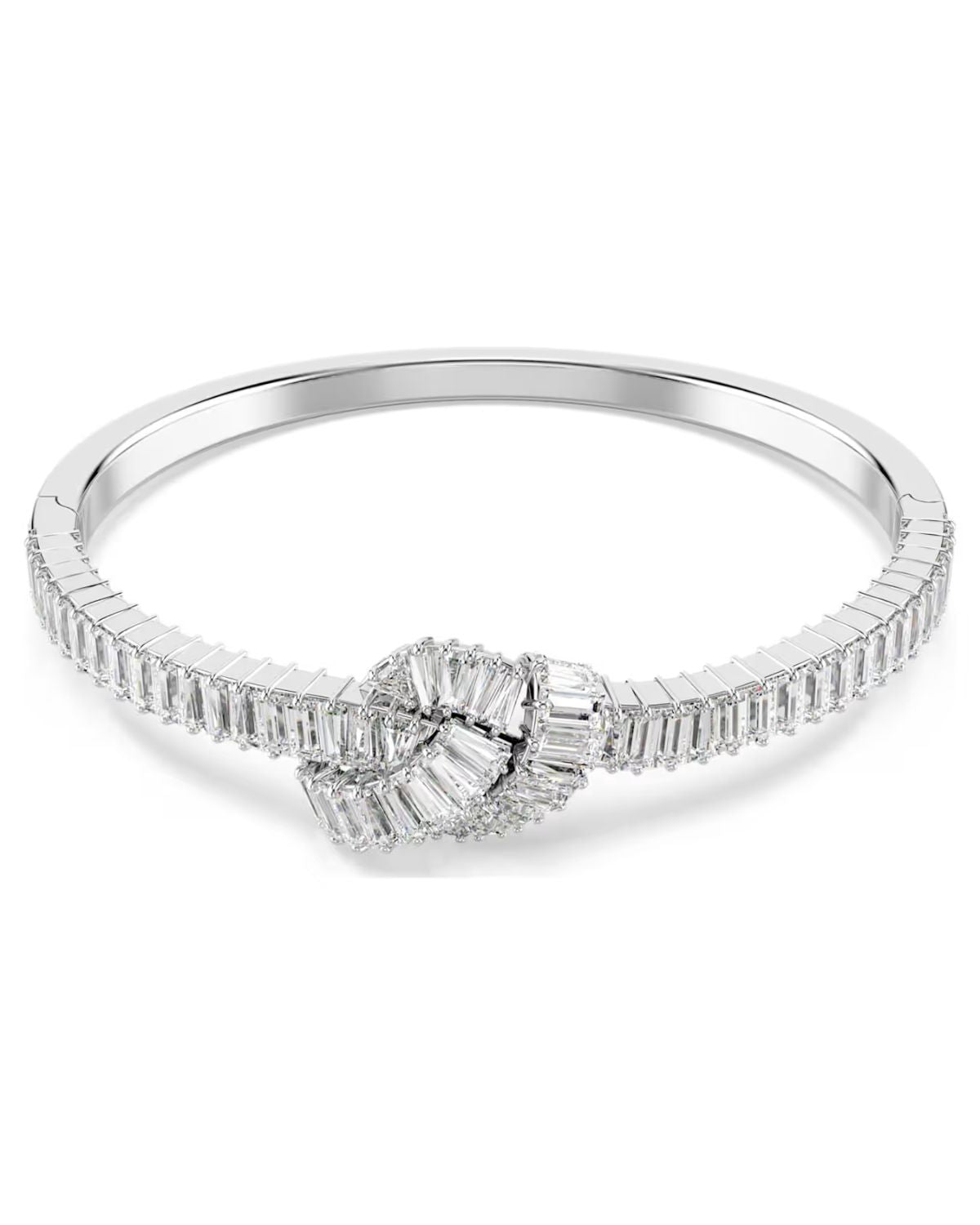 Matrix bangle Baguette cut, Knot, White, Rhodium plated M 5727120
