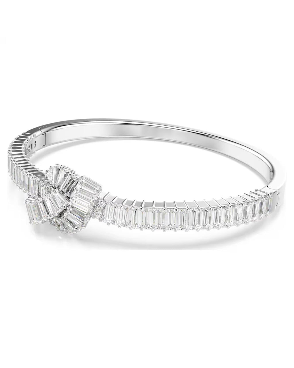 Matrix bangle Baguette cut, Knot, White, Rhodium plated M 5727120