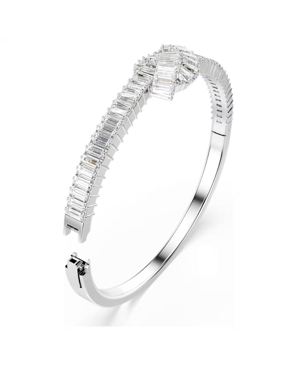 Matrix bangle Baguette cut, Knot, White, Rhodium plated M 5727120
