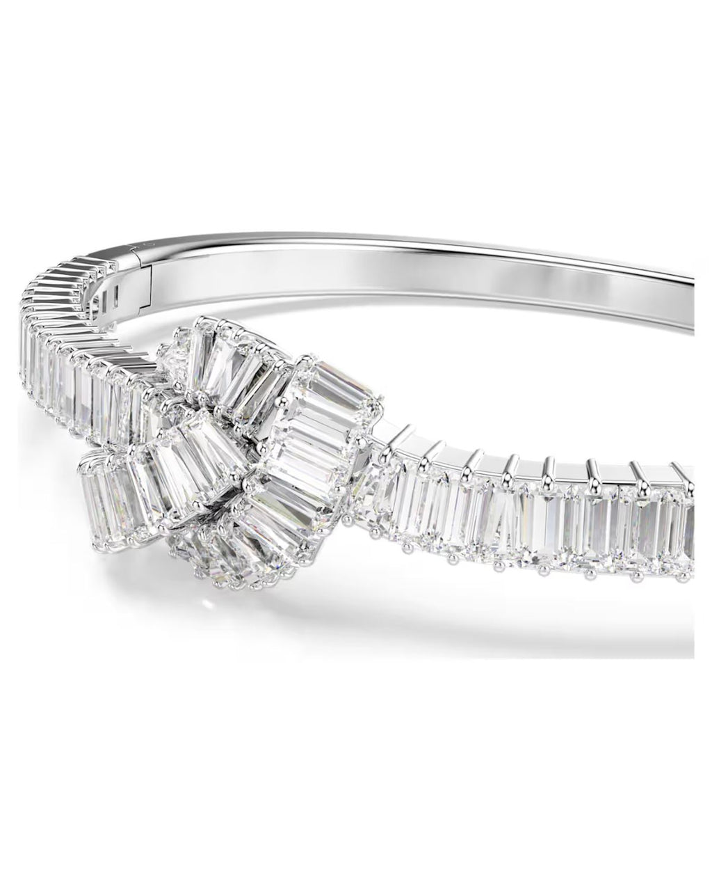 Matrix bangle Baguette cut, Knot, White, Rhodium plated M 5727120